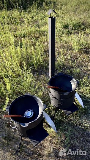 Казан чугунный с печью+шумовка в подарок