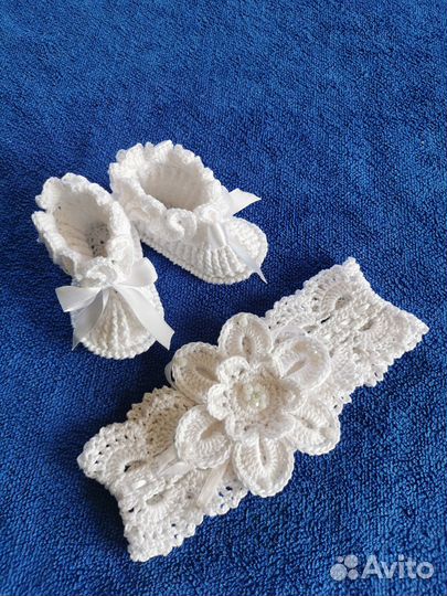 Поязка+пинетки для новорожденной девочки