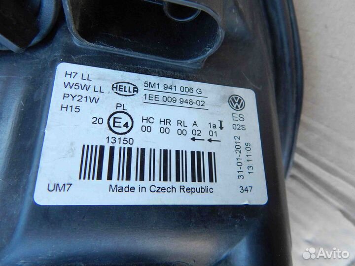 Фара правая Volkswagen Golf Plus 2 поколение (2009