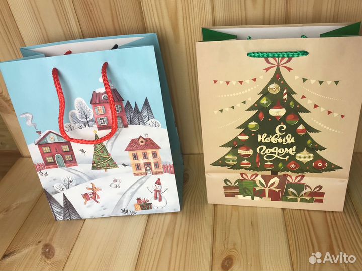 Новогодние подарочные пакеты, бумажный пакет