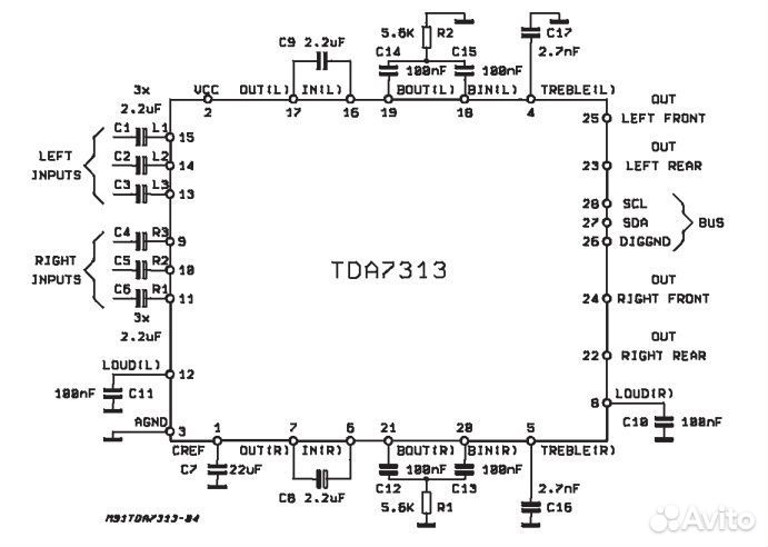 Микросхема TDA7313 DIP28