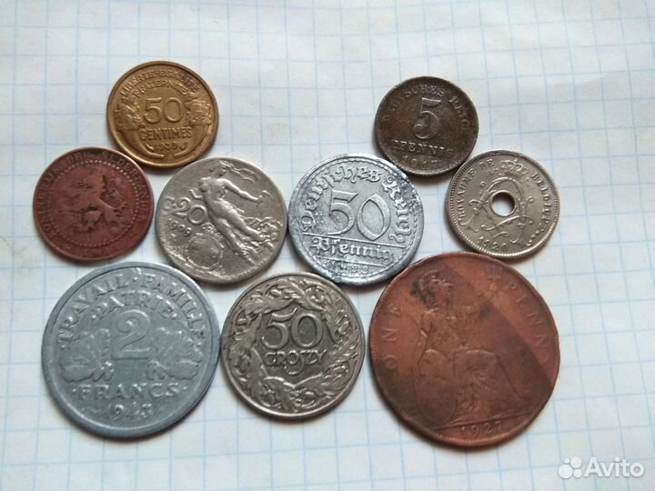 Набор старинных монет зарубежных стран