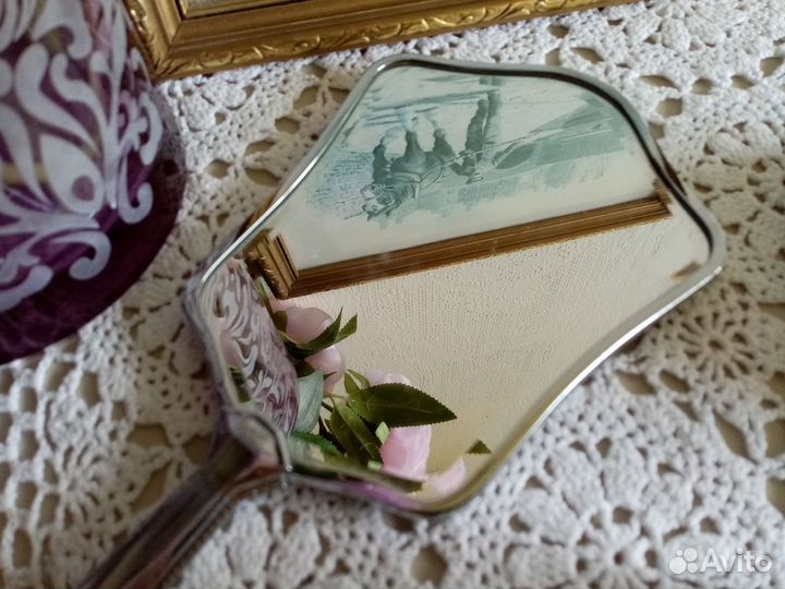 Зеркало расческа щётка набор женский винтаж Англия