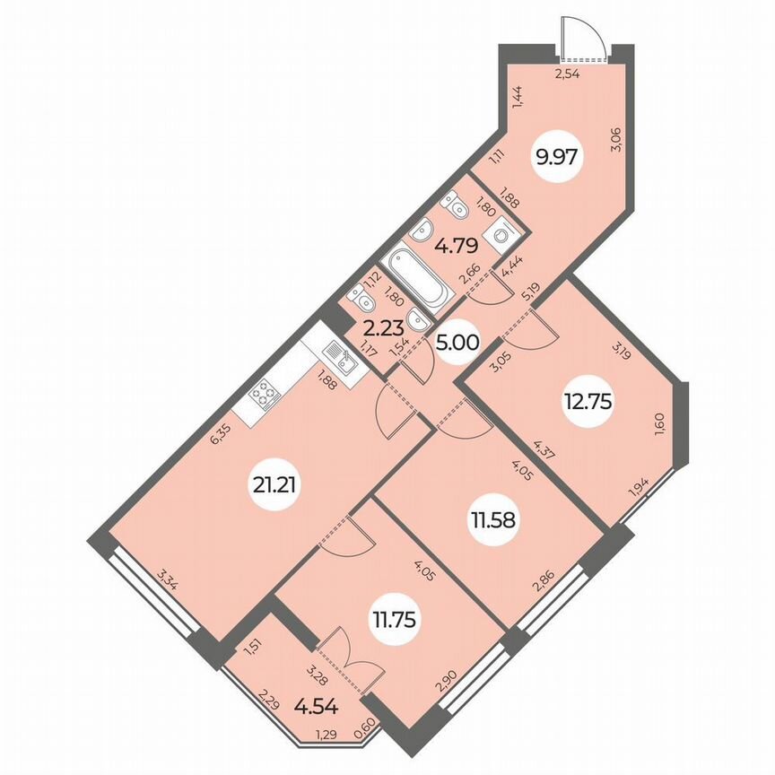 3-к. квартира, 81 м², 3/24 эт.