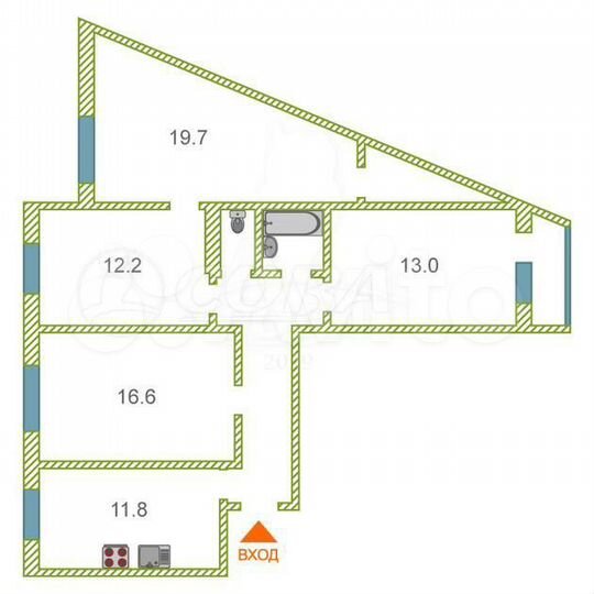 4-к. квартира, 91,3 м², 3/10 эт.
