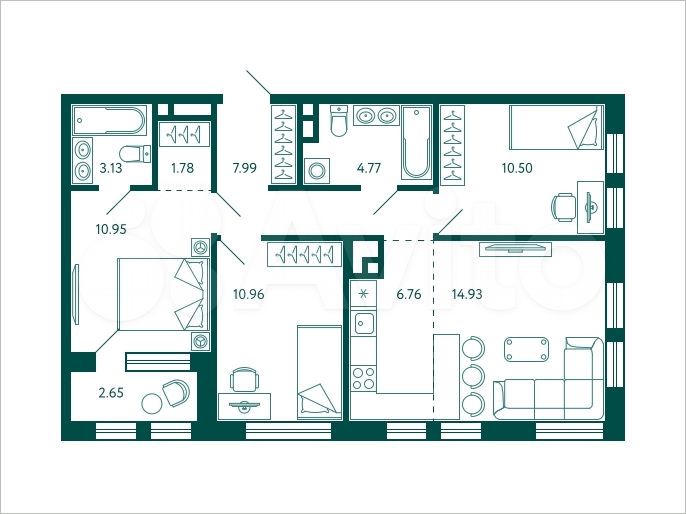 3-к. квартира, 73,1 м², 4/28 эт.