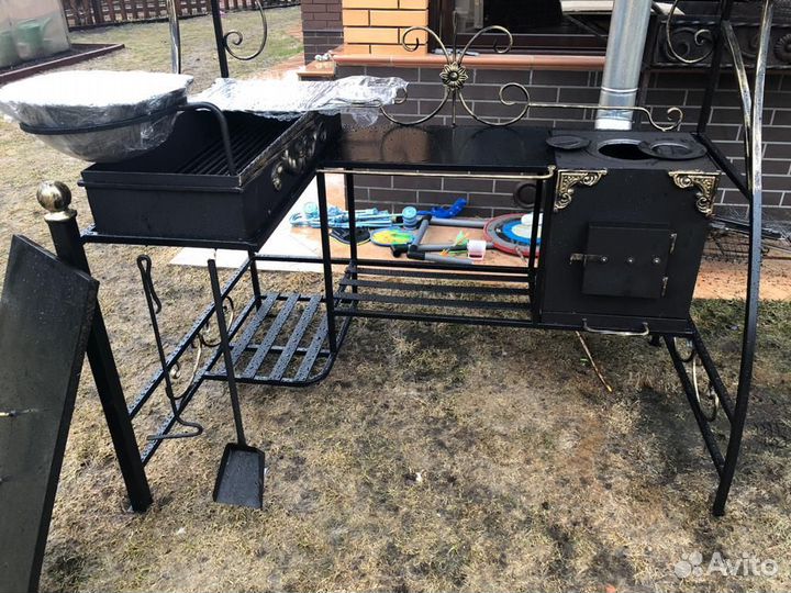 Кованый мангал с печкой
