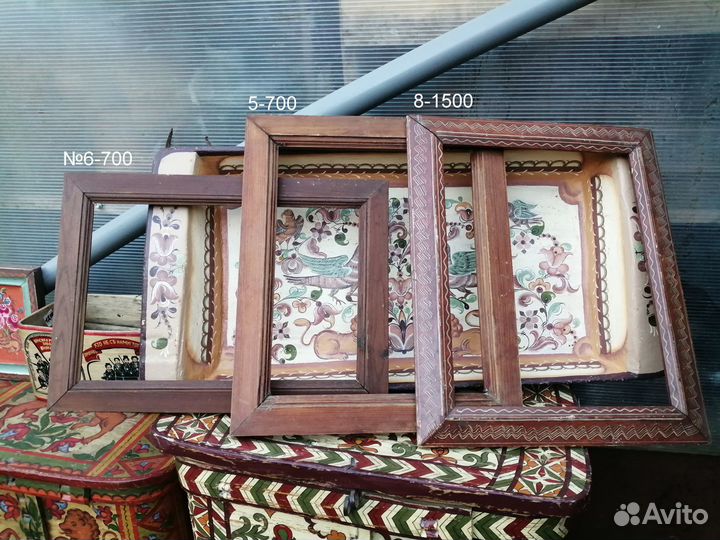 Старинная деревянная рамка латунь картина