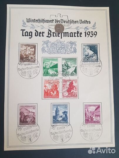 Германия 1939г. Сувенирный лист.сг