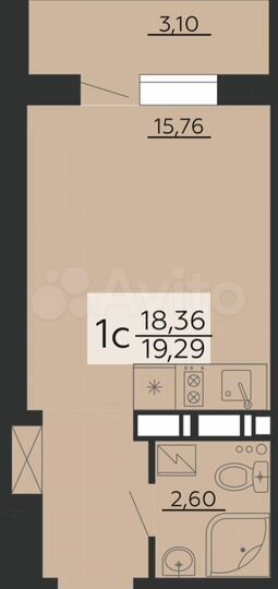 Квартира-студия, 19,3 м², 14/20 эт.