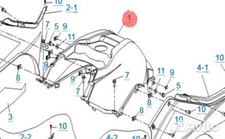 Облицовка бензобака CF moto X6 (синий металлик )