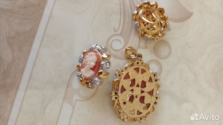Камея комплект итальянская бижутерия