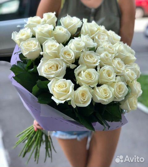 15 белых роз Цветы букеты розы