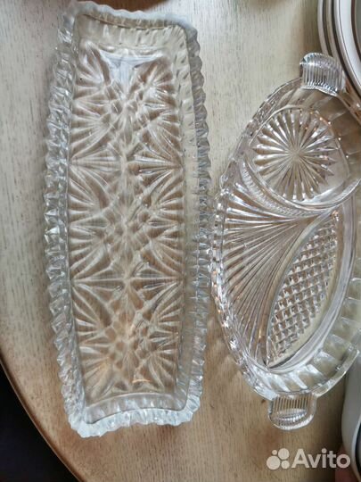 Посуда, тарелка, чайник, стекло, хрусталь винтаж