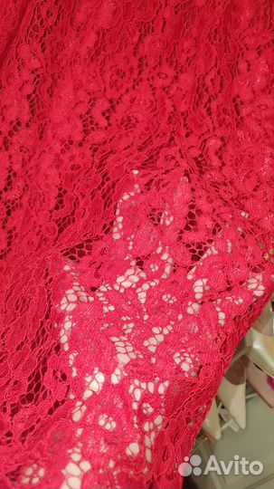 Шикарное кружевное красное платье Турция 50/56