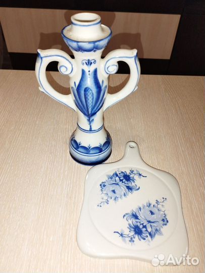 Подсвечник и доска гжель