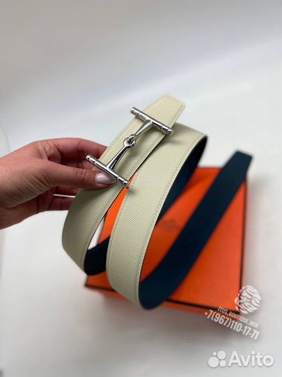 Мужской двухсторонний кожаный ремень Hermes