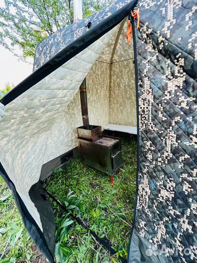 Походная баня с печкой