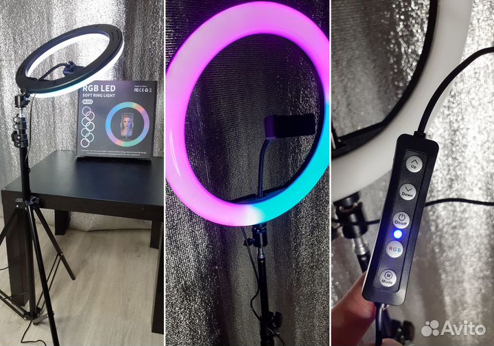 Цветная кольцевая лампа 33см Блогерам Тик-токерам