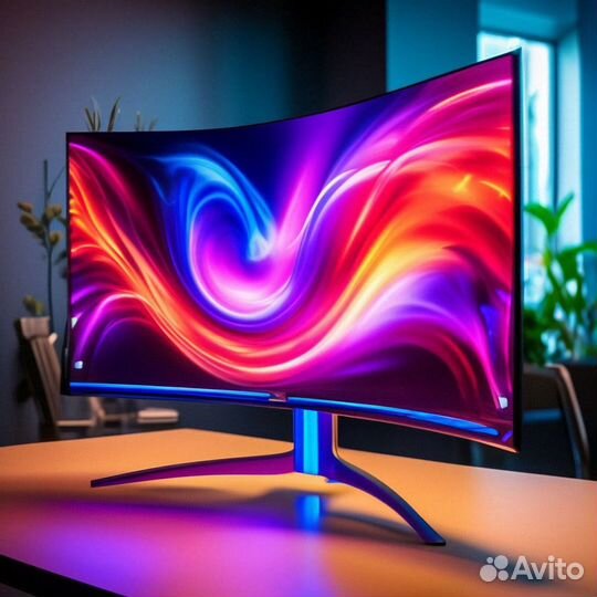 Монитор изогнутый fyhxele 23.8 новый 75гц