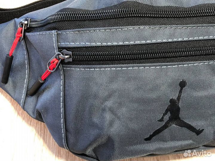 Сумка Air Jordan поясная мужская, серая. Новая