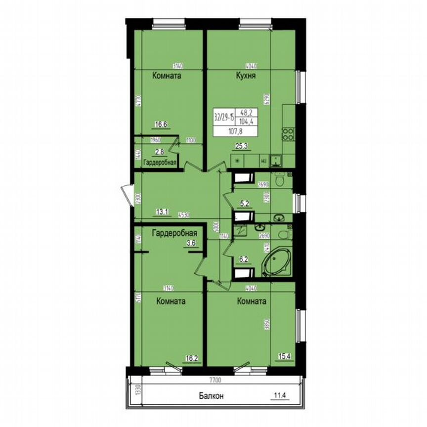 3-к. квартира, 107,8 м², 10/23 эт.