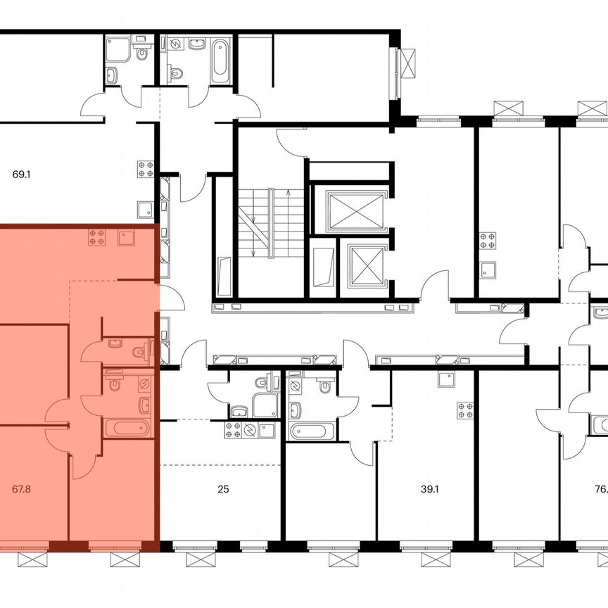 3-к. квартира, 67,8 м², 2/15 эт.