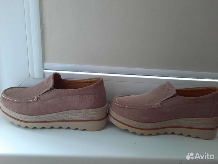 Лоферы женские натуральная замша 24,5см стопа