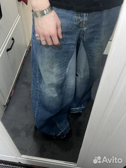 Джинсы реп широкие кастом апсайкл