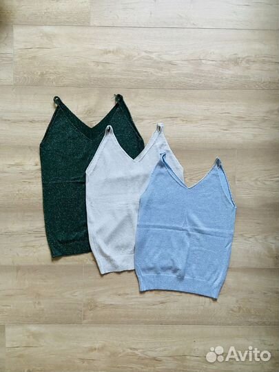 Вязаный топ майка с люрексом,42/44