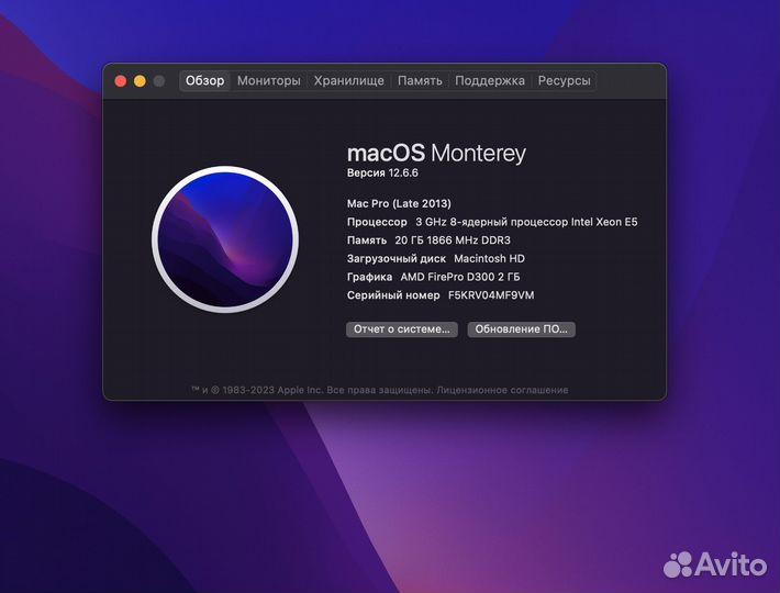 Mac Pro 2013 Xeon 8 core 3,0 20GB D300 256GB