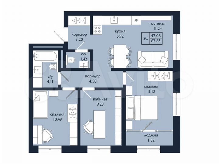 4-к. квартира, 62,6 м², 17/25 эт.