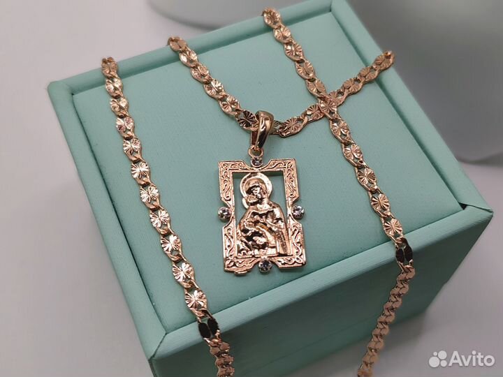 Цепочка на шею и подвес Владимирская Божия Матерь