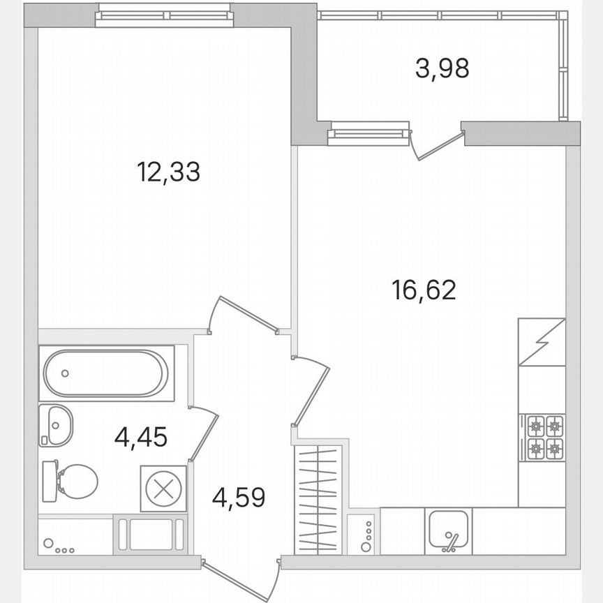 1-к. квартира, 40 м², 4/8 эт.