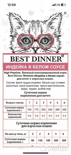 Влажный корм для кошек Best dinner (паучи)