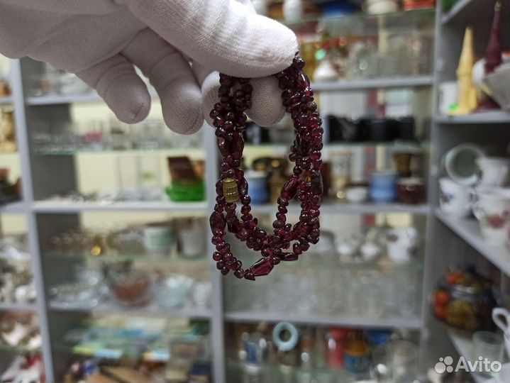 Советское Ожерелье Бусы Гранат Натуральный Камень