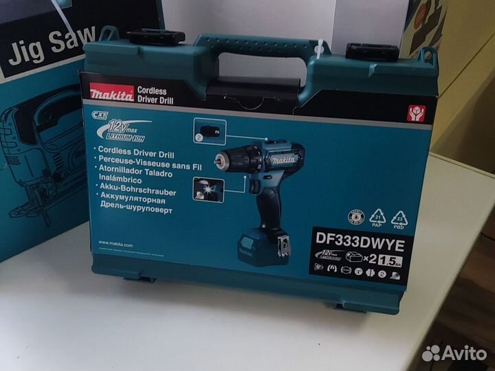 Аккумуляторная дрель шуруповерт Makita df333dwye