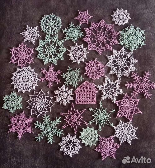 Снежинки вязаные крючком, новогодний декор