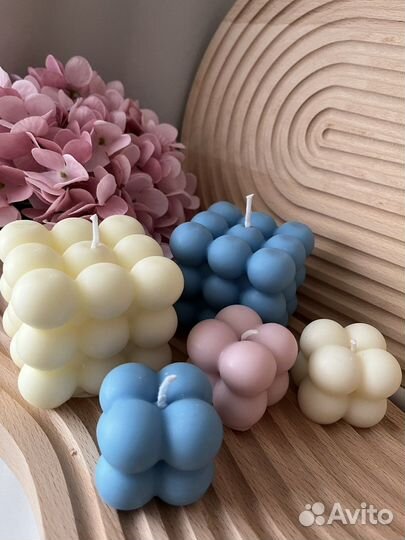 Свеча куб бабл ручной работы