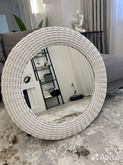 Зеркало в ванную, спальню, искуственный ротанг