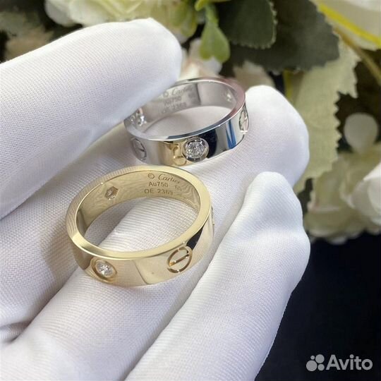 Кольцо Cartier Love, белое золото 585 пробы 0,13ct