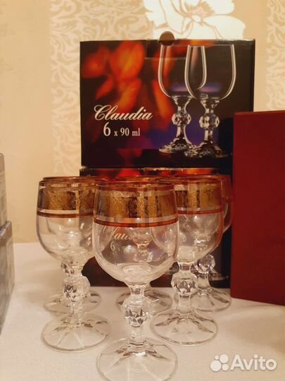 Хрустальные фужеры и стопки, производство Чехия