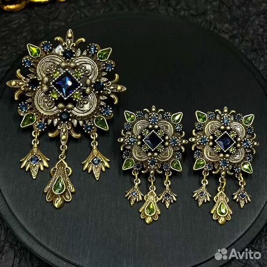 Серьги, Брошь роскошные винтажный стиль Премиум ка