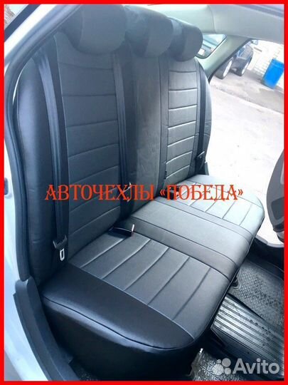 Чехлы Nissan Almera g11 g15 из экокожи чёрно-серые