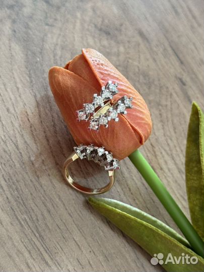 Комплект бриллиантовый кольцо серьги