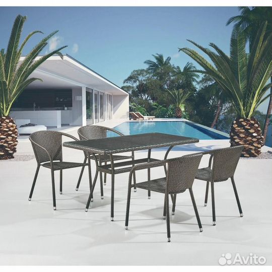 Комплект плетеной мебели T286A-Y137C-W53 Brown (4+