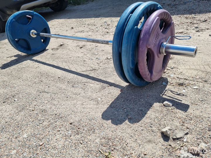 Штанга олимпийская 145 кг. блины евро 3 хвата