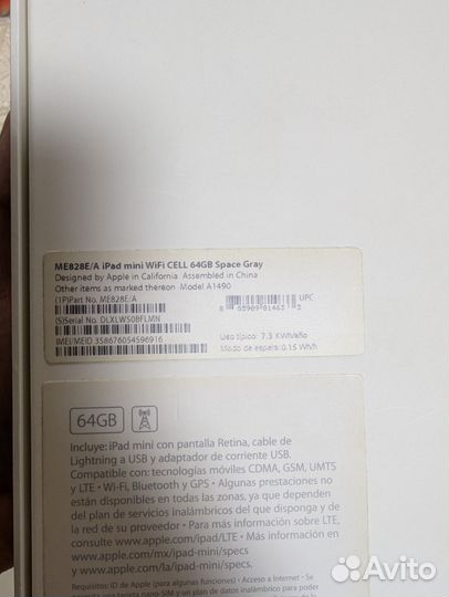 iPad mini 2 wifi cell 64gb space gray