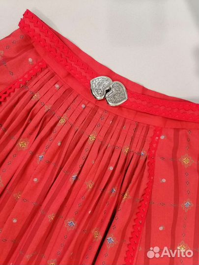 Винтаж Юбка с карманами миди хлопок