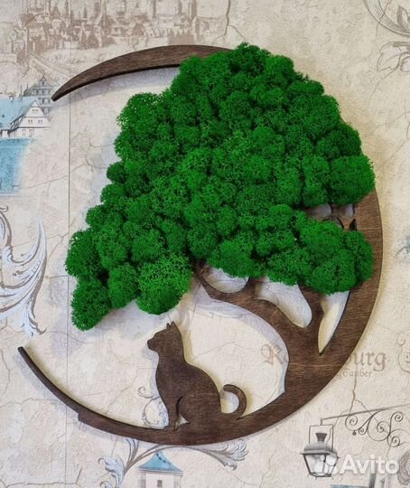 Панно декор картина подарок стена из мха Парочка